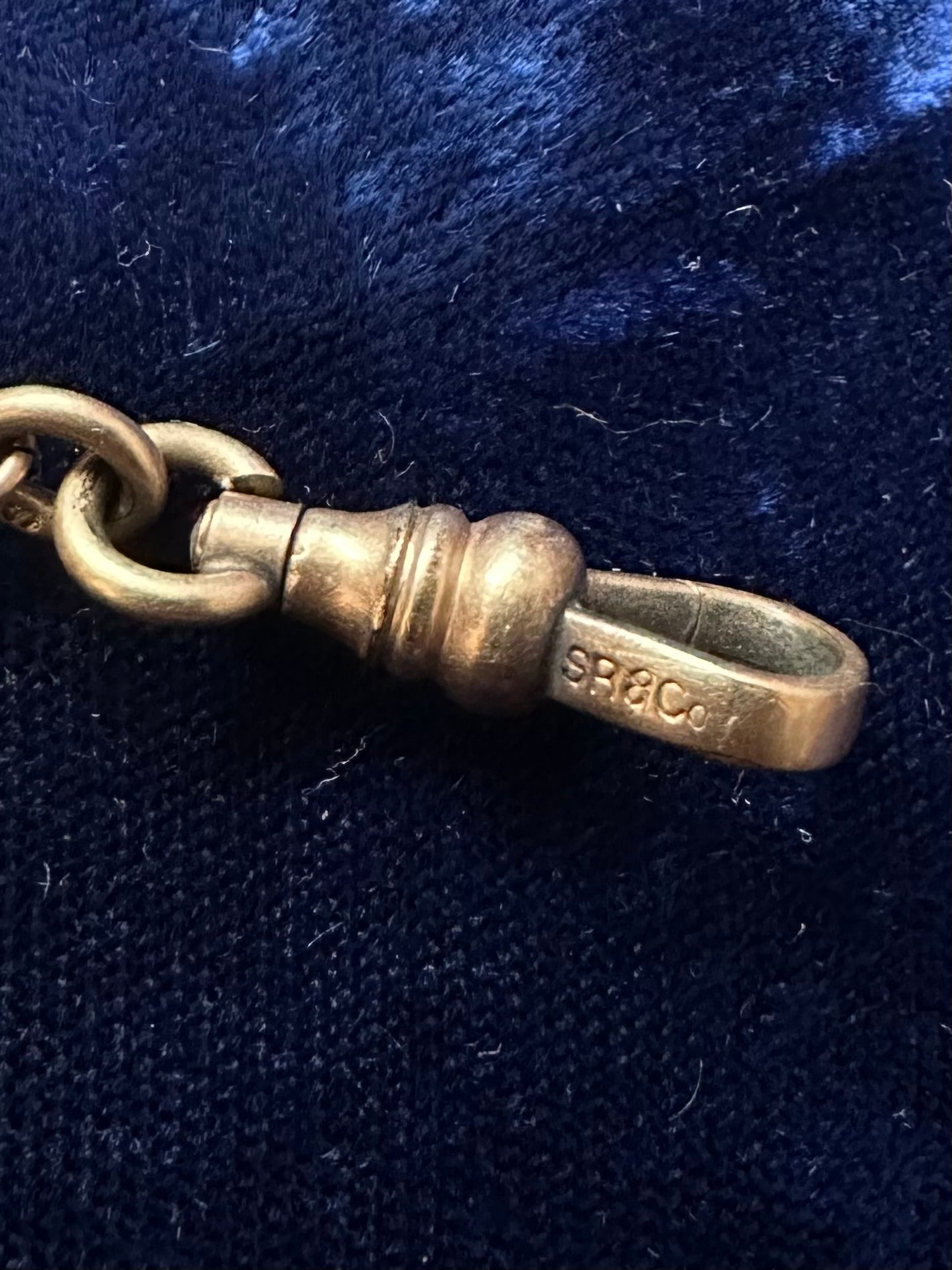 Antique Victorian Era Signed SR & Co. Gold Filled Watch Chain Dog Clip Clasp