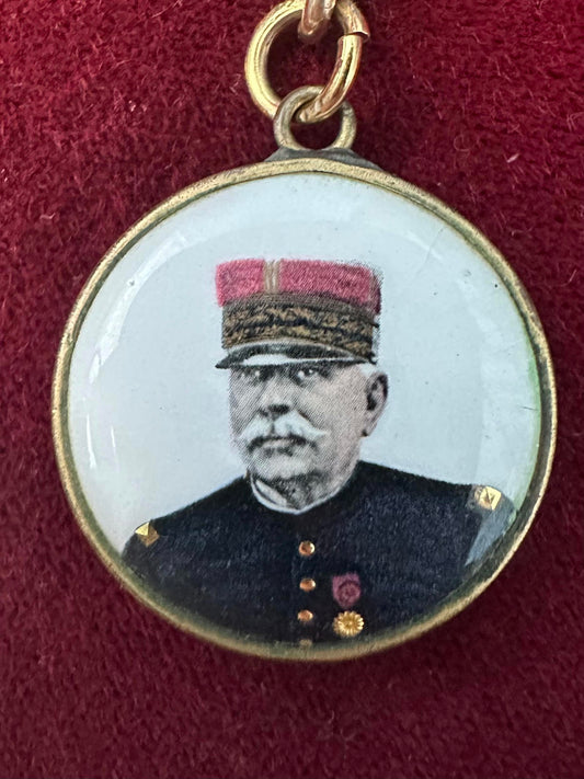 Antique WW1 French Porcelain General Joffre Notre 75 1914-1915 Commemorative Military Medal
