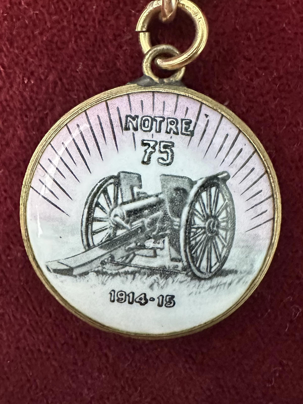 Antique WW1 French Porcelain General Joffre Notre 75 1914-1915 Commemorative Military Medal