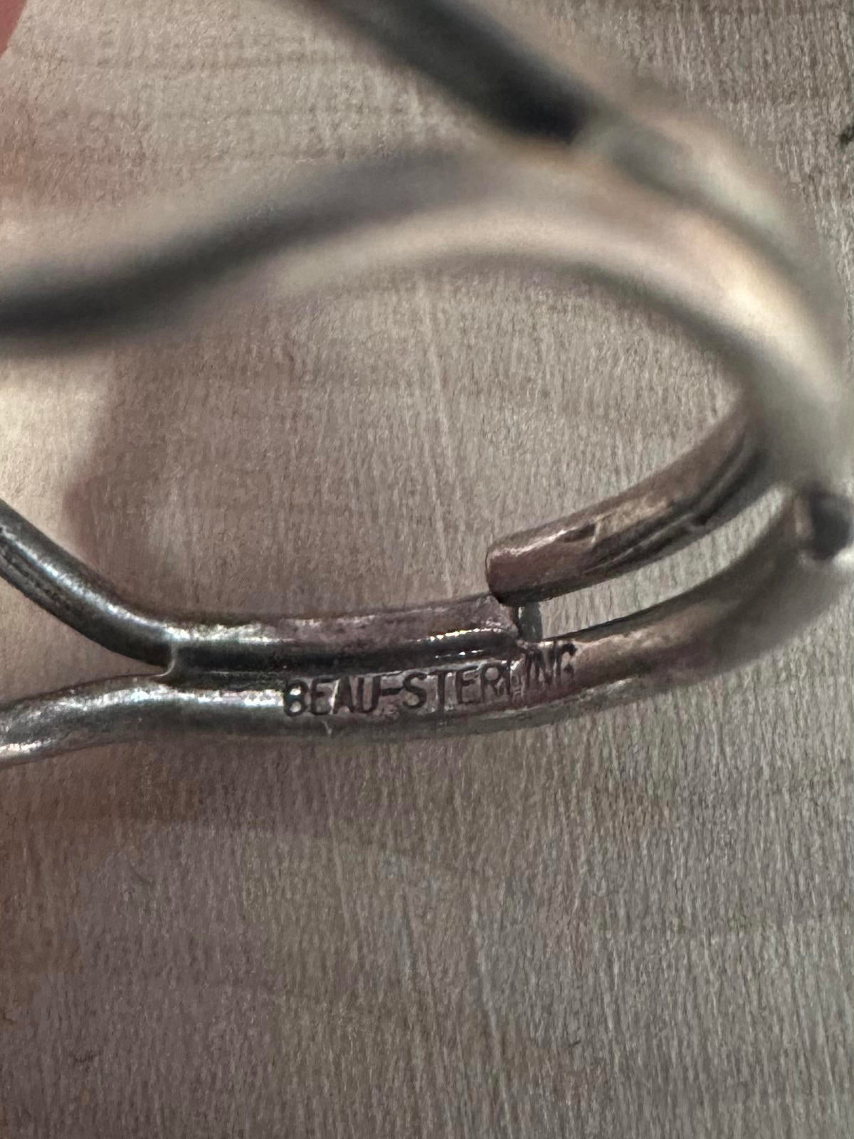 Vintage Signed BEAU Sterling Silver Calligraphy Initial F Monogram Adjustable Ring US Size 4