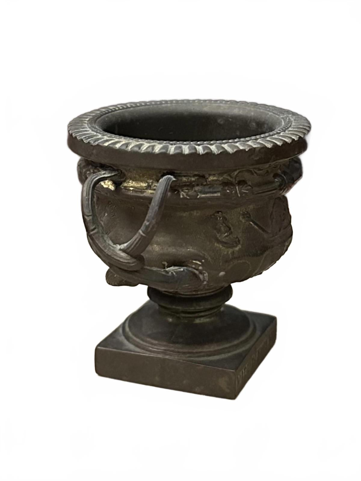 Antique 1920s Art Deco Bronze Miniature Warwick Vase Urn Car Mascot England