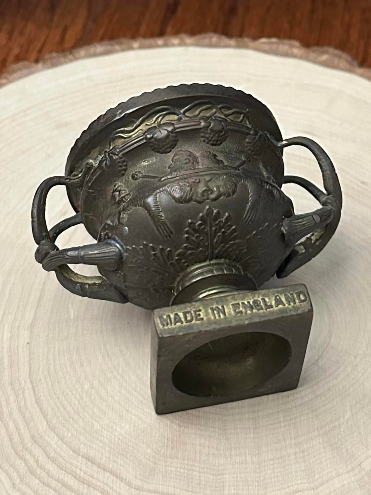 Antique 1920s Art Deco Bronze Miniature Warwick Vase Urn Car Mascot England