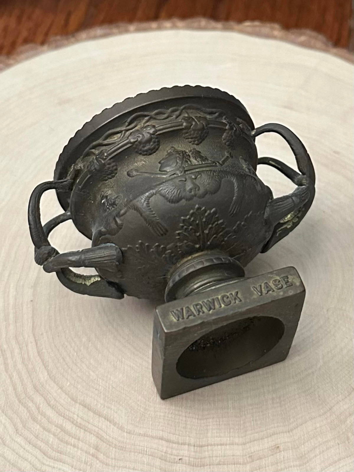 Antique 1920s Art Deco Bronze Miniature Warwick Vase Urn Car Mascot England