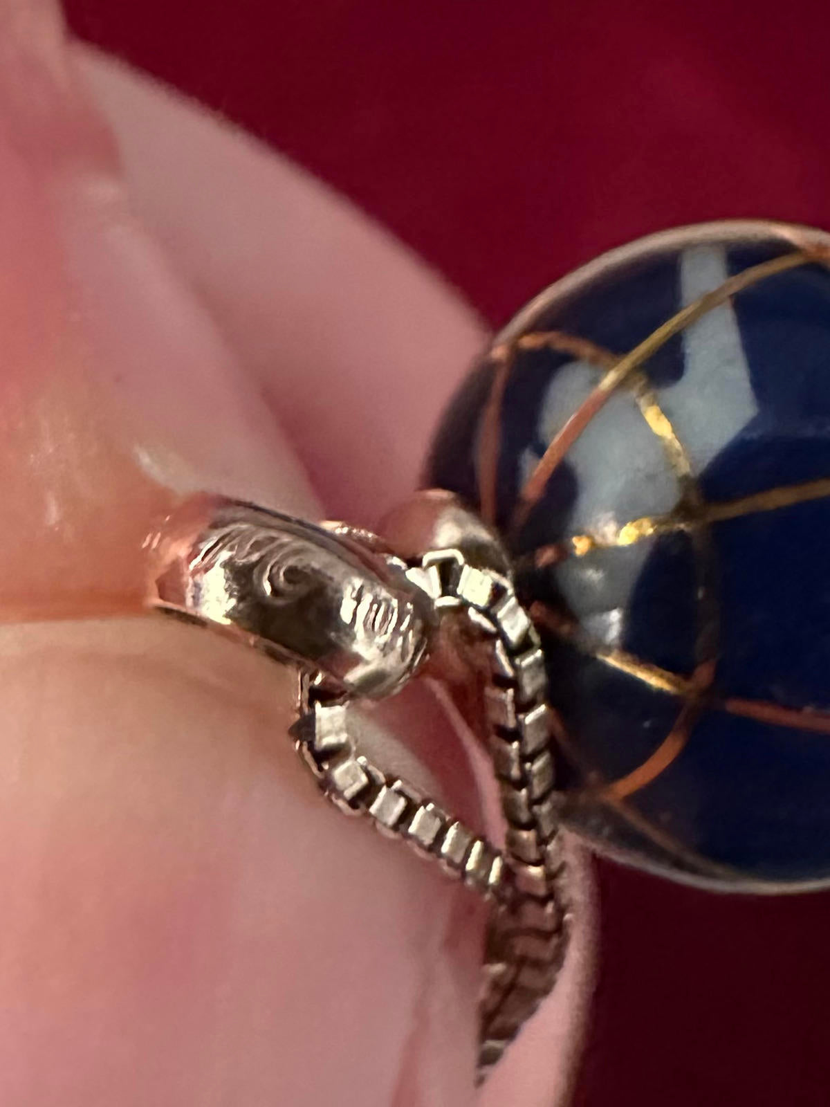 Vintage Italy 10K Yellow Gold World Globe Pendant Gold Plated Sterling Silver Necklace 18"