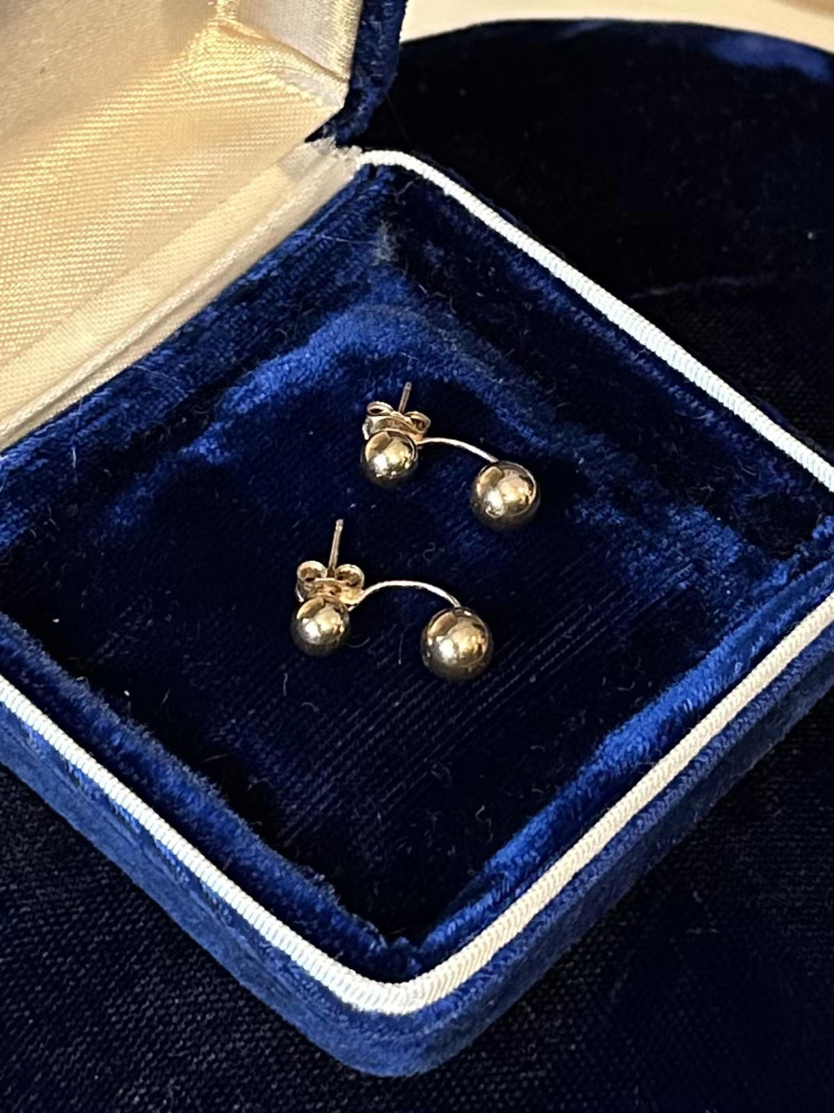 Unique 10K Yellow Gold Ball Pierced Stud Earrings Front & Back Illusion Jewelry