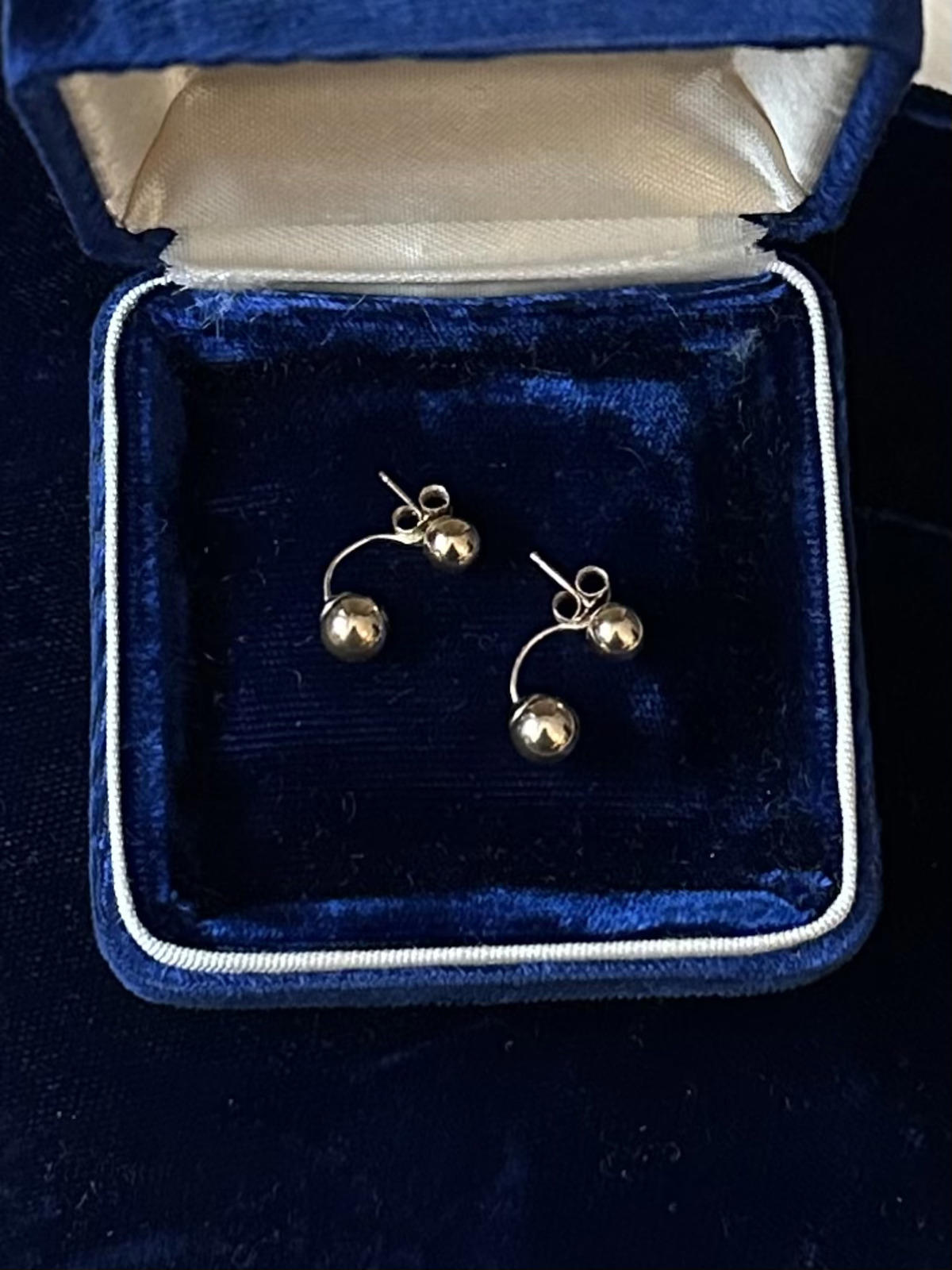 Unique 10K Yellow Gold Ball Pierced Stud Earrings Front & Back Illusion Jewelry