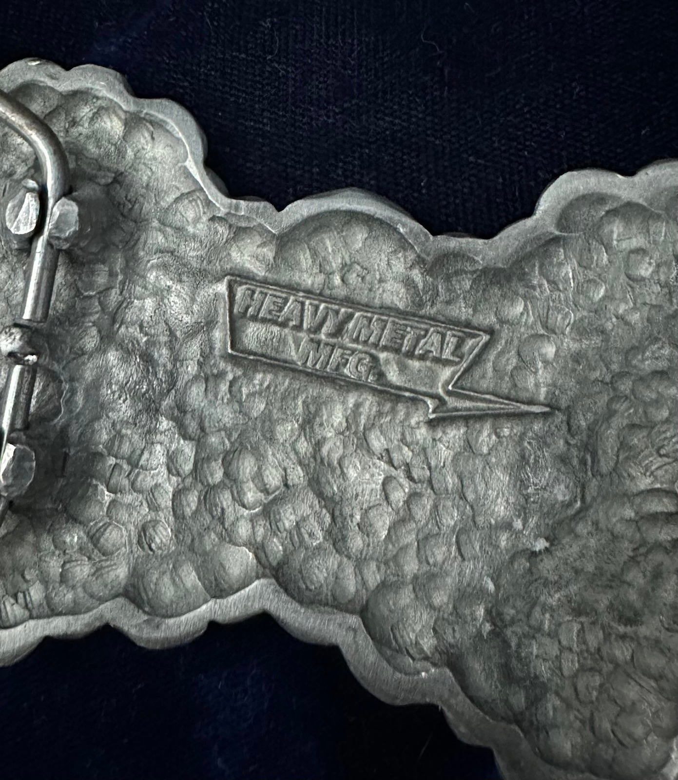 Vintage Heavy Metal Mfg. Co. Sparrows & Star Matte Silver Tone Belt Buckle