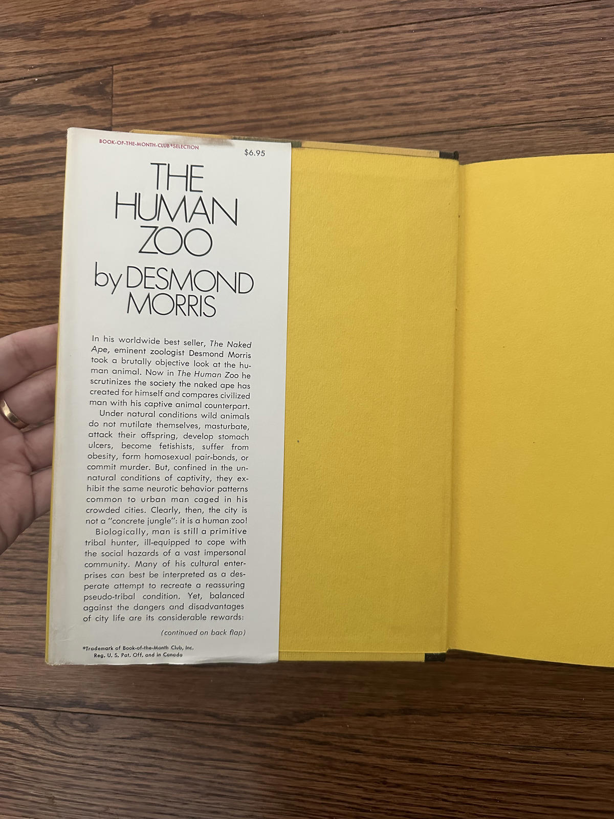 1969 The Human Zoo Hardcover Book by Desmond Morris 1st American Edition