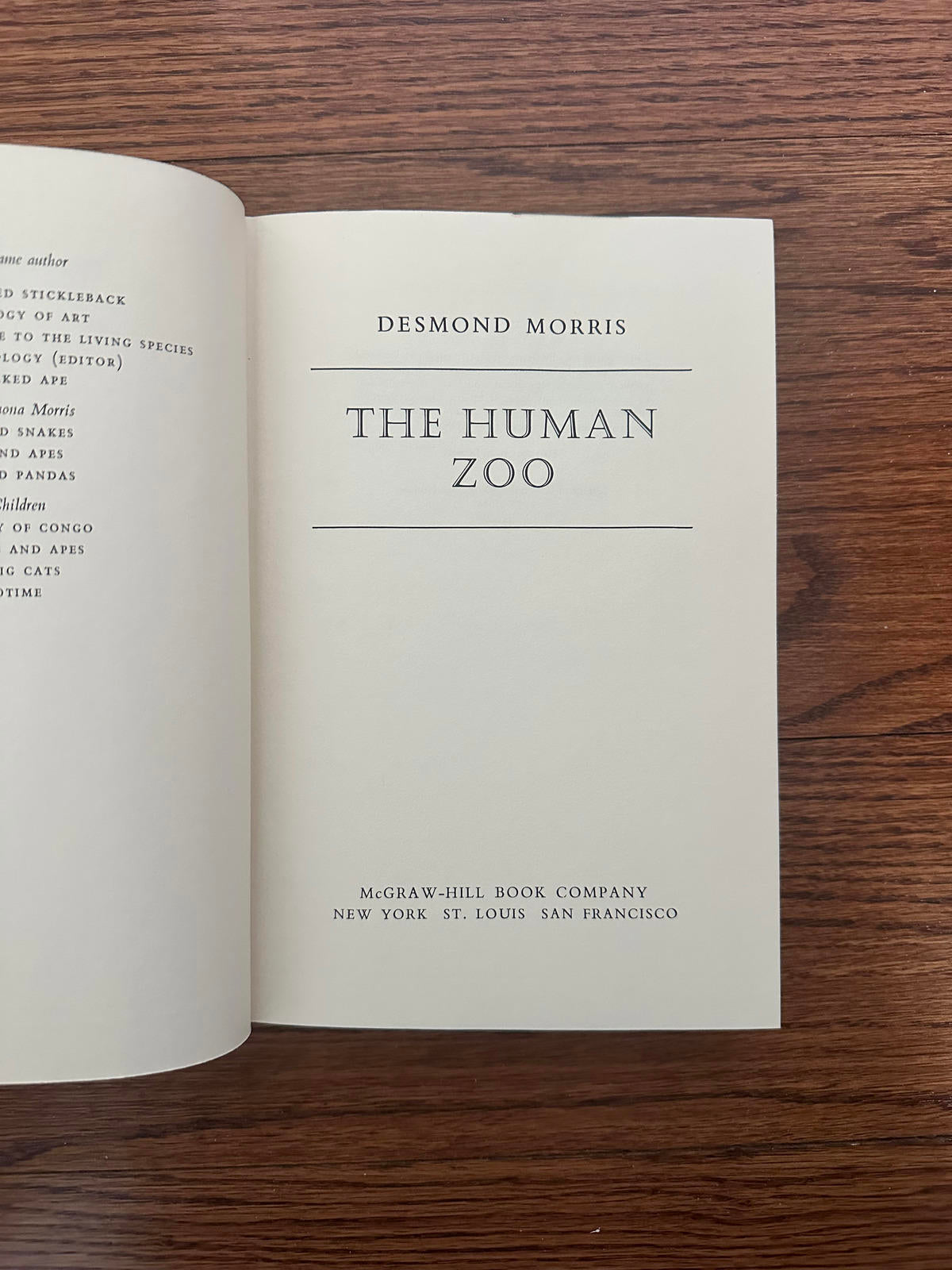 1969 The Human Zoo Hardcover Book by Desmond Morris 1st American Edition