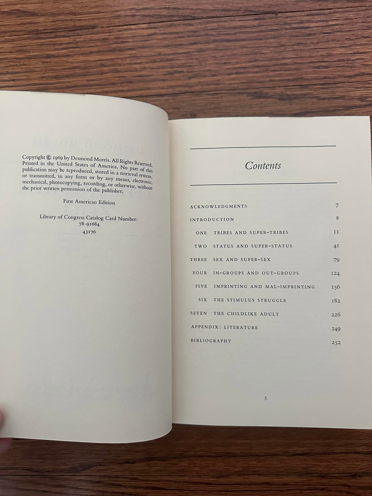 1969 The Human Zoo Hardcover Book by Desmond Morris 1st American Edition