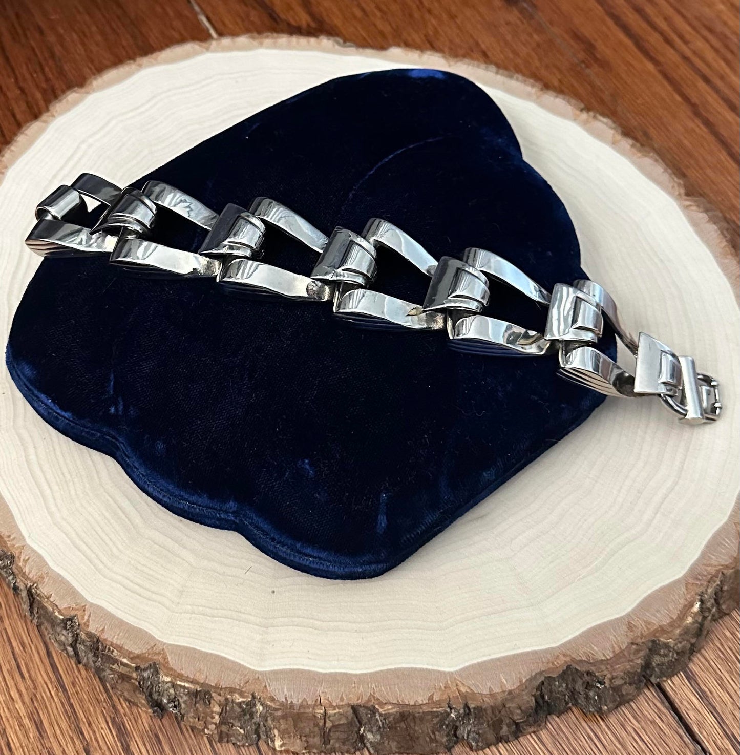 1990s Signed GIVENCHY Silver Tone Chunky Industrial Link Statement Bracelet 9.25"