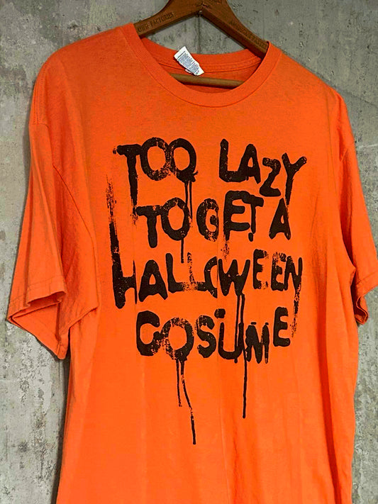 Y2K Too Lazy to Get a Halloween Costume Orange Tee Delta Pro Weight Cotton XL