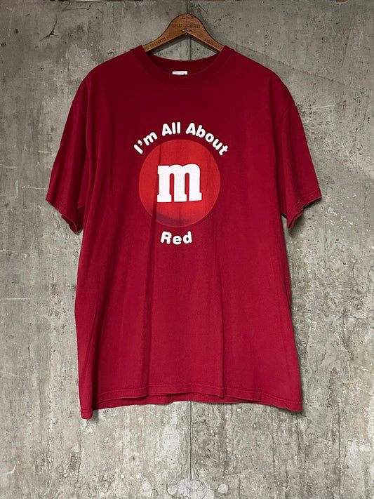 Y2K 2004 I'm All About Red M&M Single Stitch Tee Anvil 100% Cotton