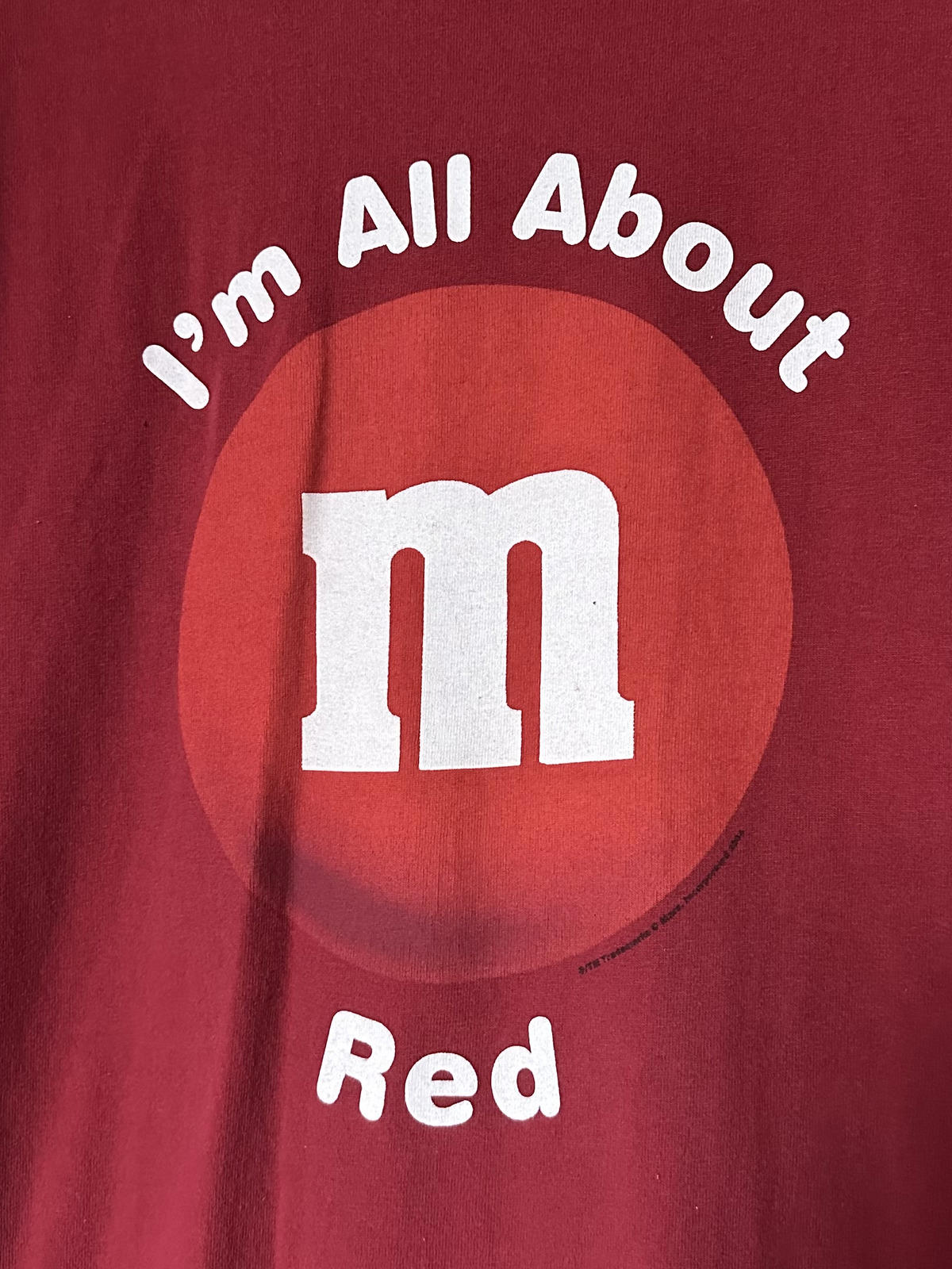 Y2K 2004 I'm All About Red M&M Single Stitch Tee Anvil 100% Cotton