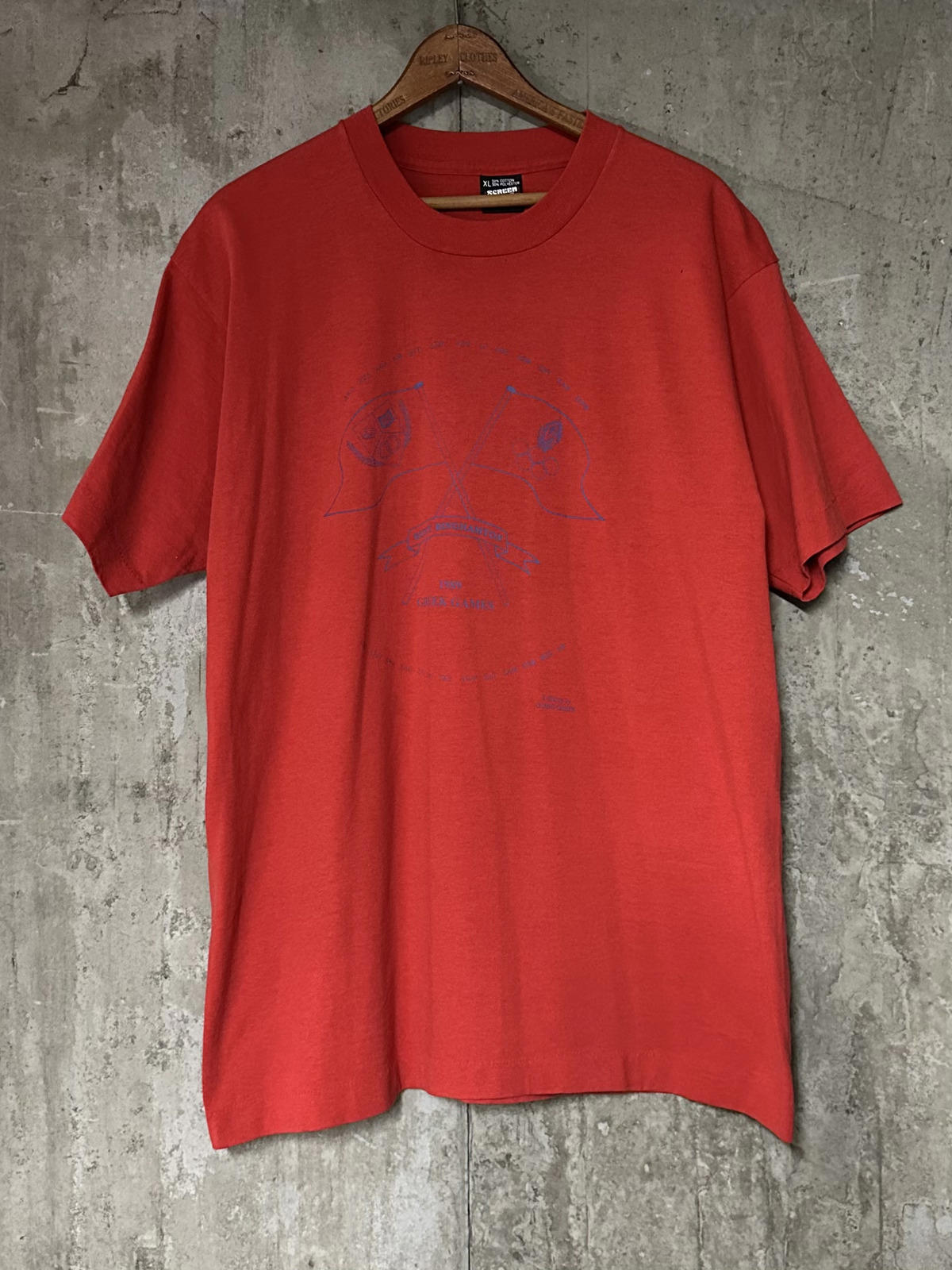 1989 SUNY Binghamton Greek Games Red Single Stitch Tee Screen Stars XL