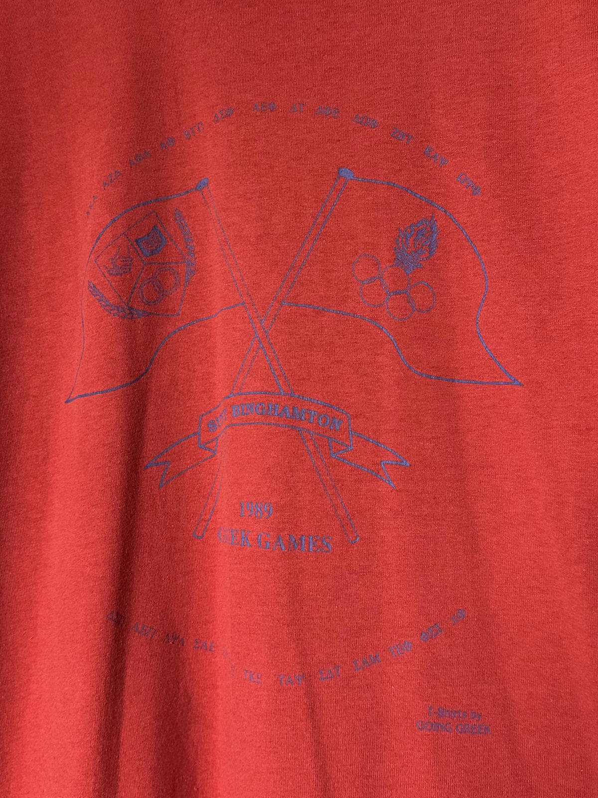 1989 SUNY Binghamton Greek Games Red Single Stitch Tee Screen Stars XL