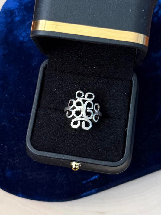 Vintage Signed FMF Mexico Sterling Silver Modernist Statement Ring US 5 1/4