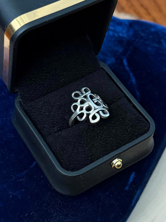 Vintage Signed FMF Mexico Sterling Silver Modernist Statement Ring US 5 1/4