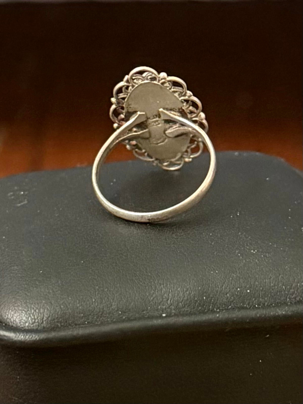Vintage Taxco Mexico Sterling Silver Turquoise Marquise Cabochon Ring US 6