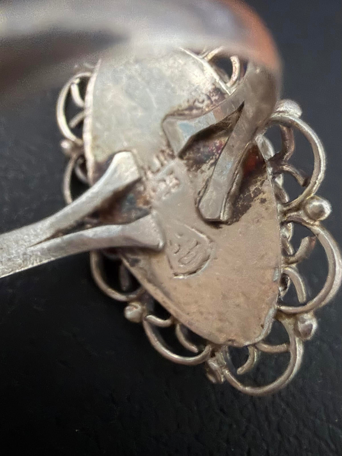 Vintage Taxco Mexico Sterling Silver Turquoise Marquise Cabochon Ring US 6