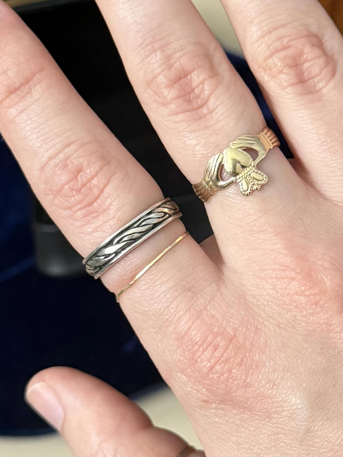 Vintage Sterling Silver Band Ring Unisex US 7 Braided Twist Design