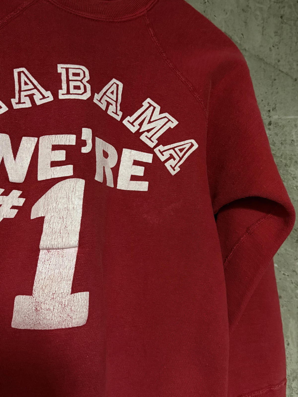 1960s 1970s Mayo Spruce Alabama We're #1 College Red Crimson Tide Crewneck Sweatshirt