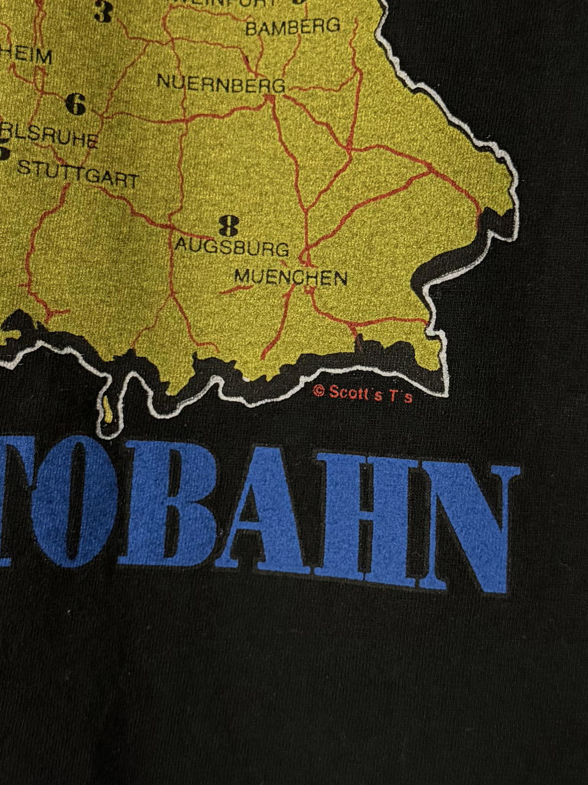 1990s I Survived the German Autobahn Germany Map Tee Jerzees Cotton L