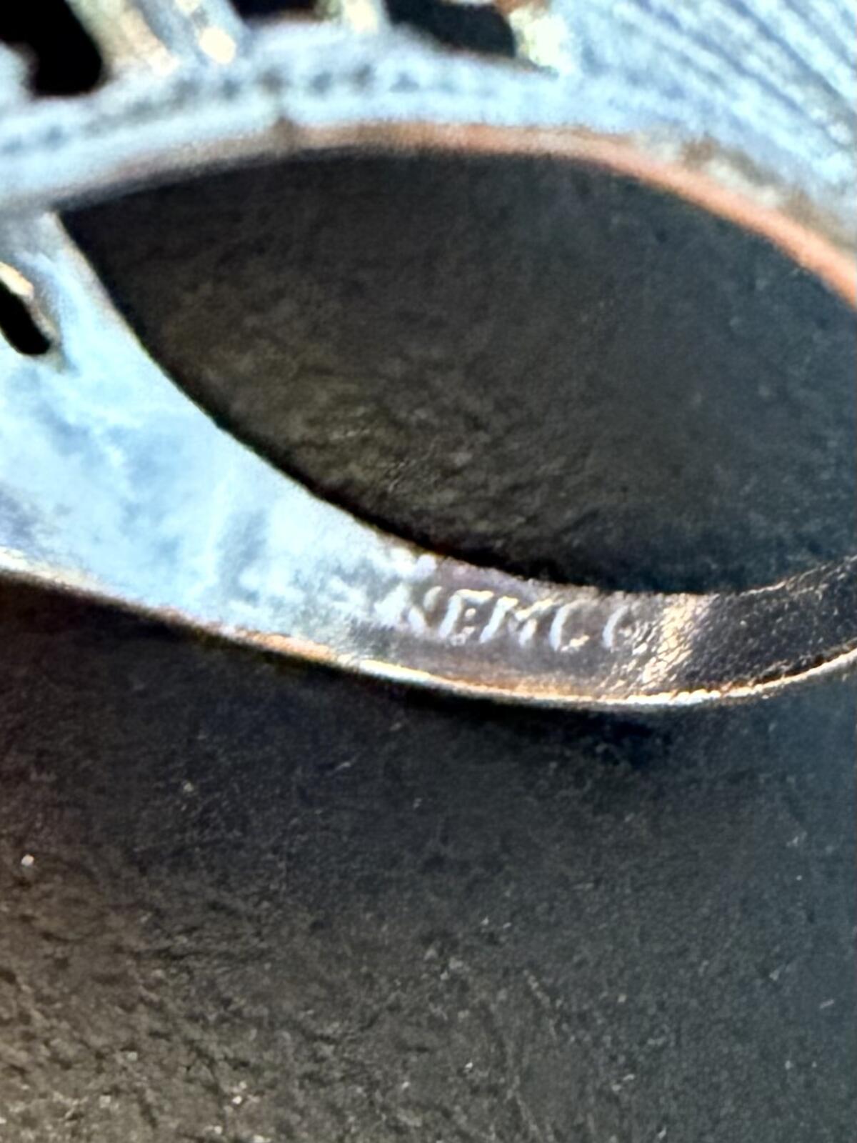 1930s Art Deco Signed NEMCO Silver Tone Blue Glass Cocktail Ring US 2.75