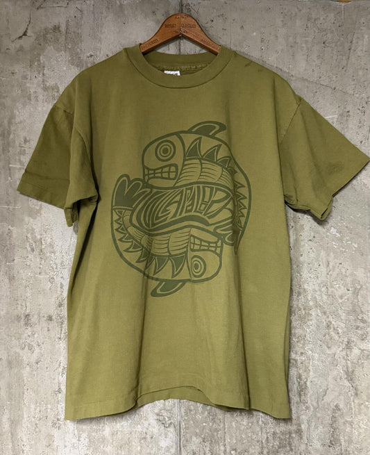 1995 Lollapalooza Concert Tee Green Tribal Design Single Stitch Anvil L