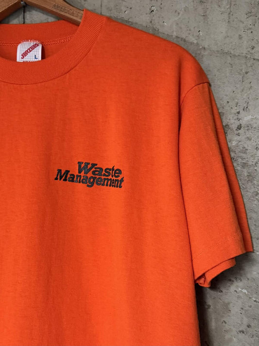 1990s Orange Waste Management Single Stitch Tee Jerzees L