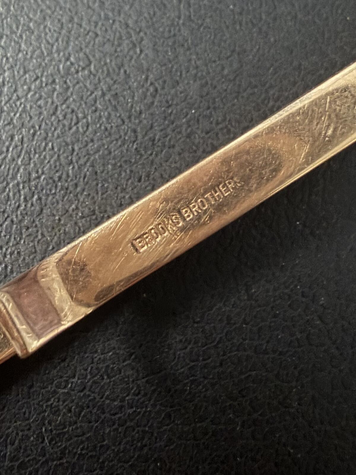 Rare Vintage Signed BROOKS BROTHERS Solid 14K Yellow Gold Tie Bar Tie Clip 4.05g