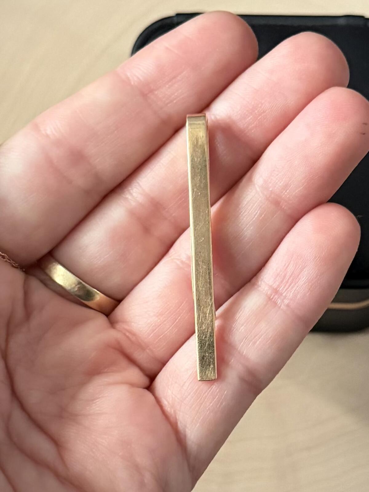 Rare Vintage Signed BROOKS BROTHERS Solid 14K Yellow Gold Tie Bar Tie Clip 4.05g