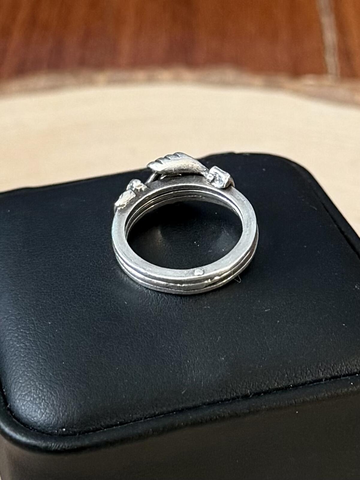 Vintage Sterling Silver Fede Hands Gimmel Interlocking Hands Heart Ring US 4.75