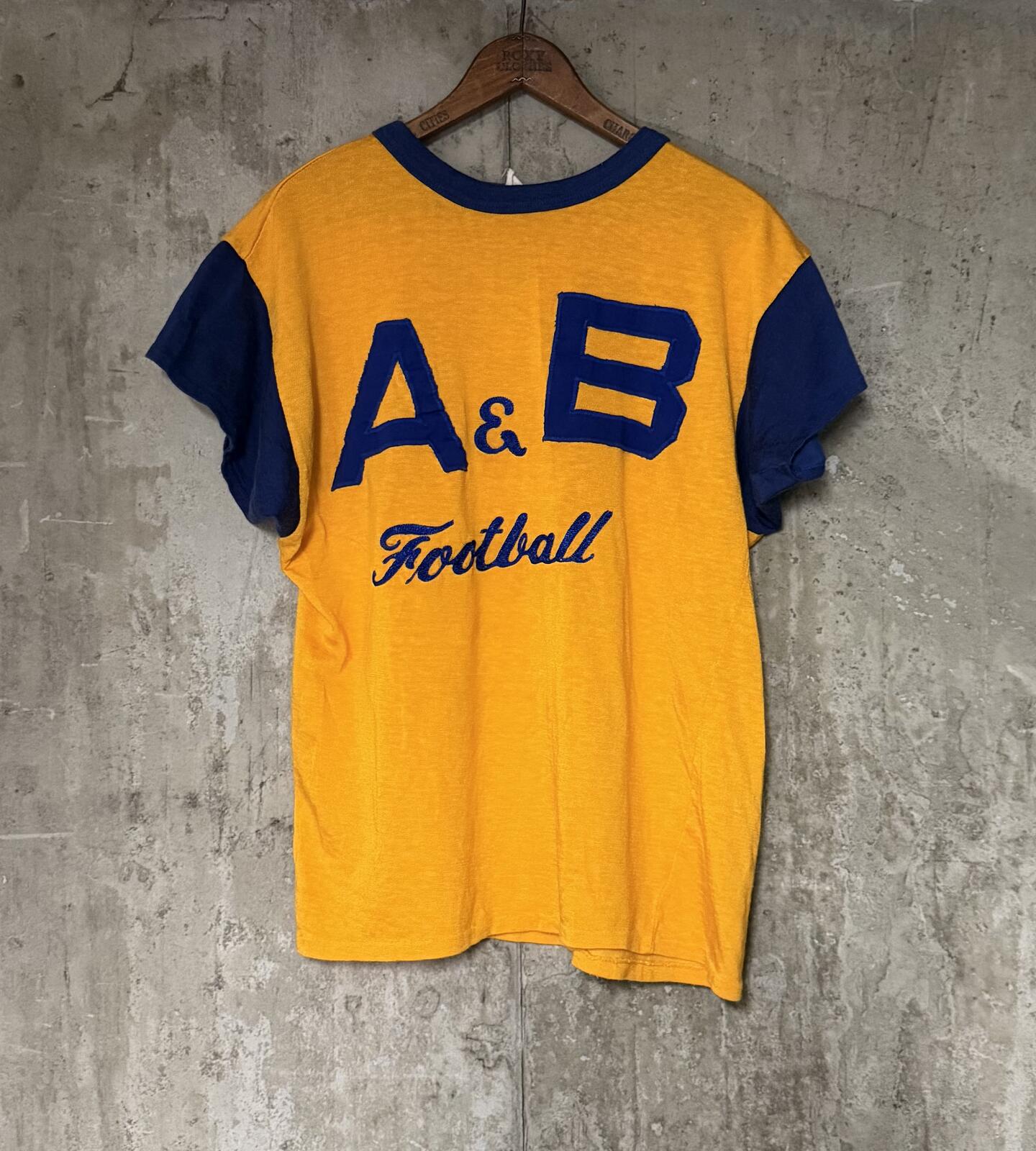 1970s Empire NYC Union Made A&B Football Gold and Blue Ringer Jersey