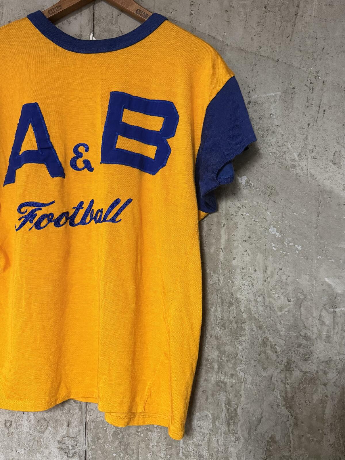 1970s Empire NYC Union Made A&B Football Gold and Blue Ringer Jersey