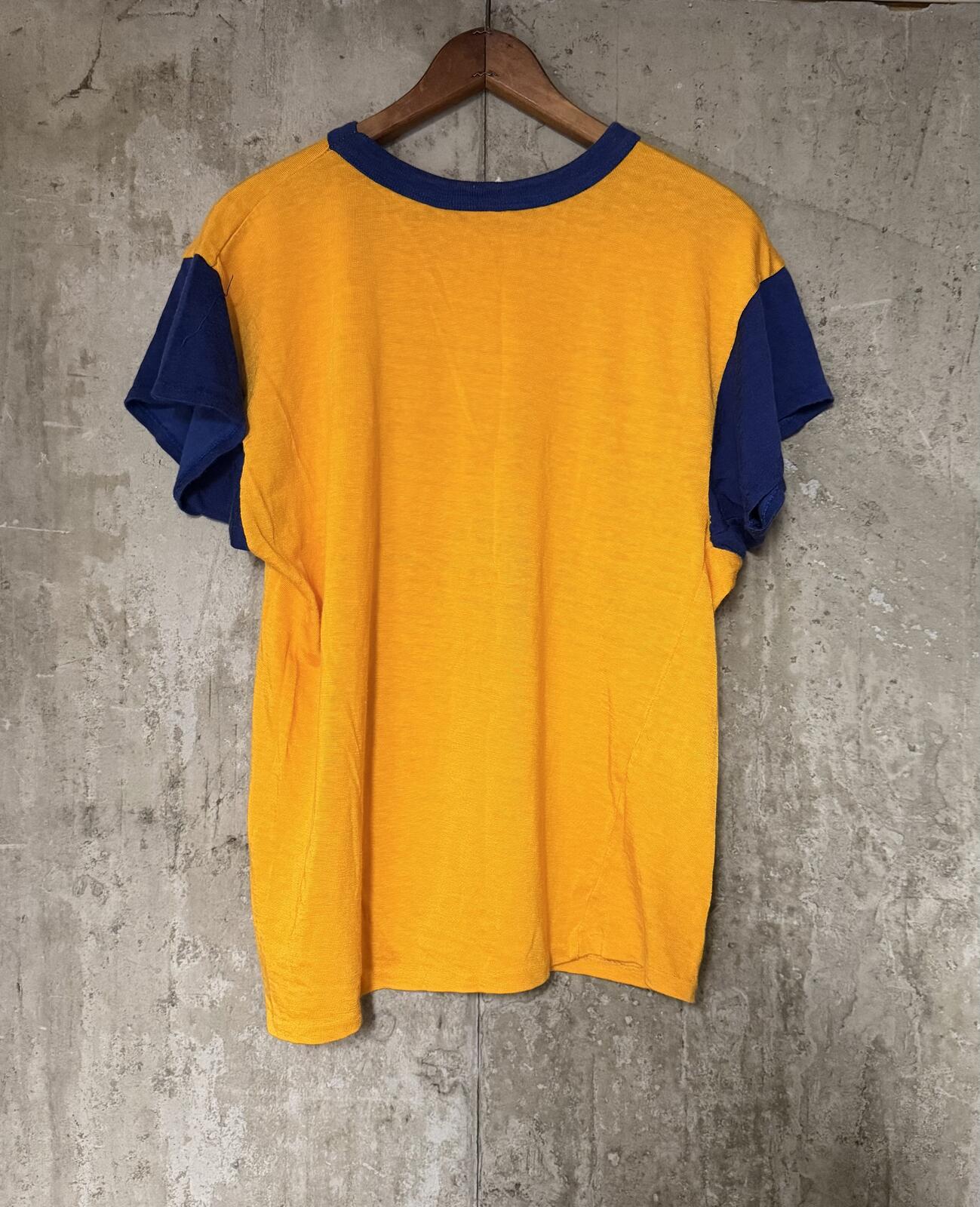 1970s Empire NYC Union Made A&B Football Gold and Blue Ringer Jersey