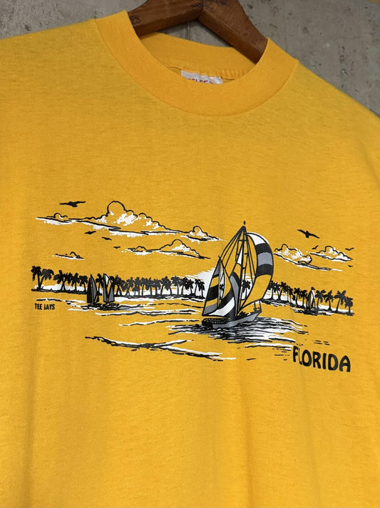 1980s Florida Sailboat Tourist Single Stitch Tee Select-T by Tee Jays L