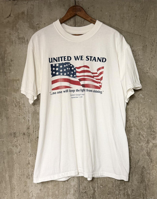 Y2K United We Stand 9/11 George W. Bush American Flag Tee L Gildan
