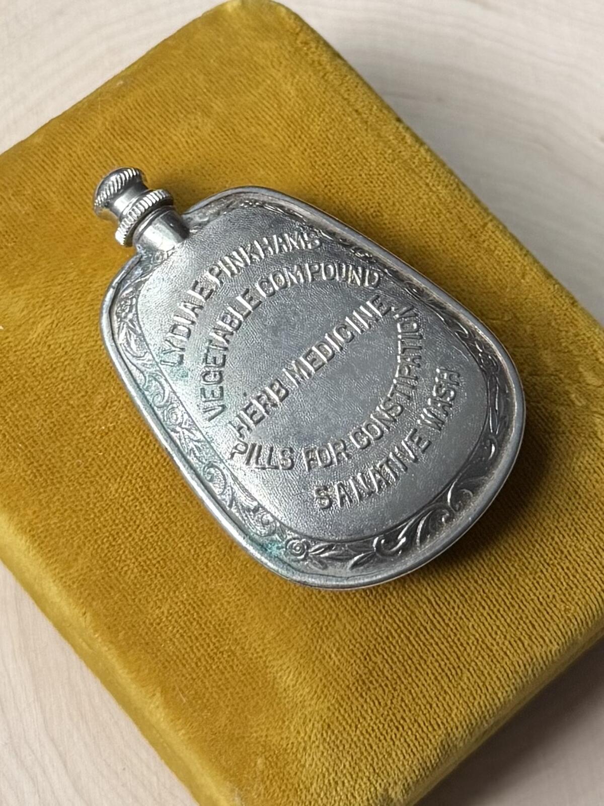 Antique 1880s Lydia E. Pinkham's Vegetable Compound Herb Medicine Tin Bottle