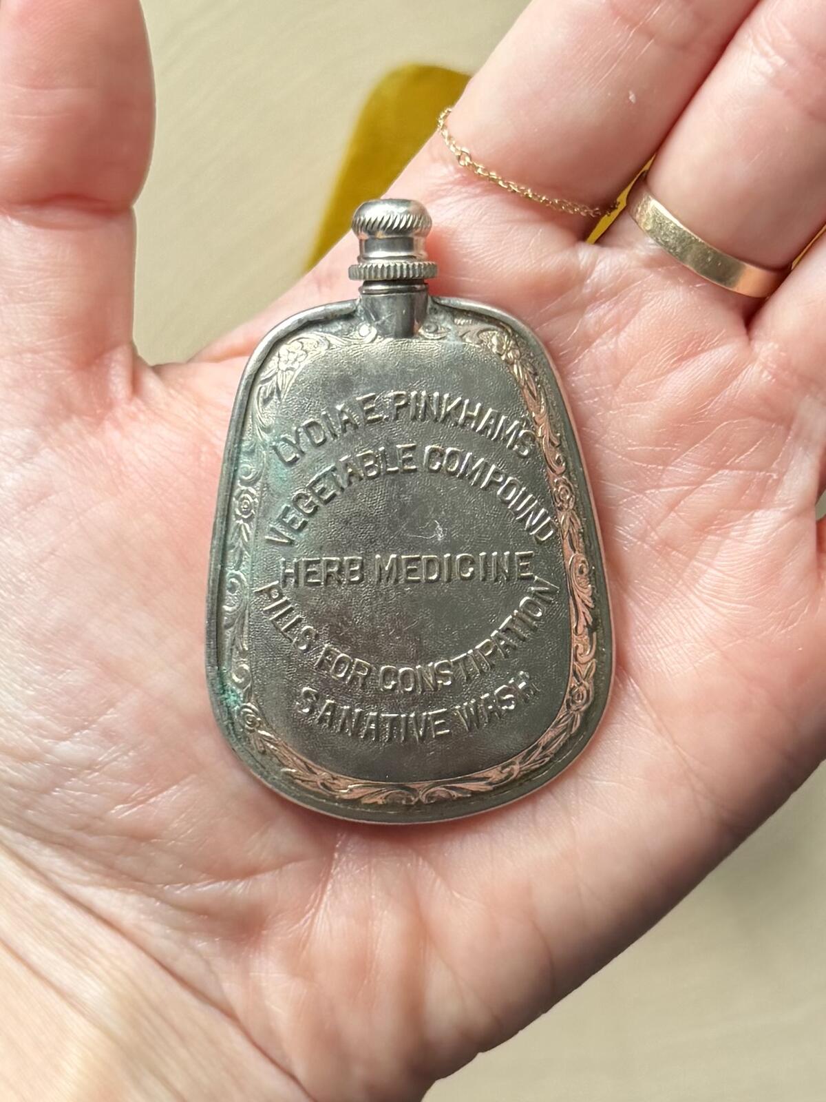 Antique 1880s Lydia E. Pinkham's Vegetable Compound Herb Medicine Tin Bottle