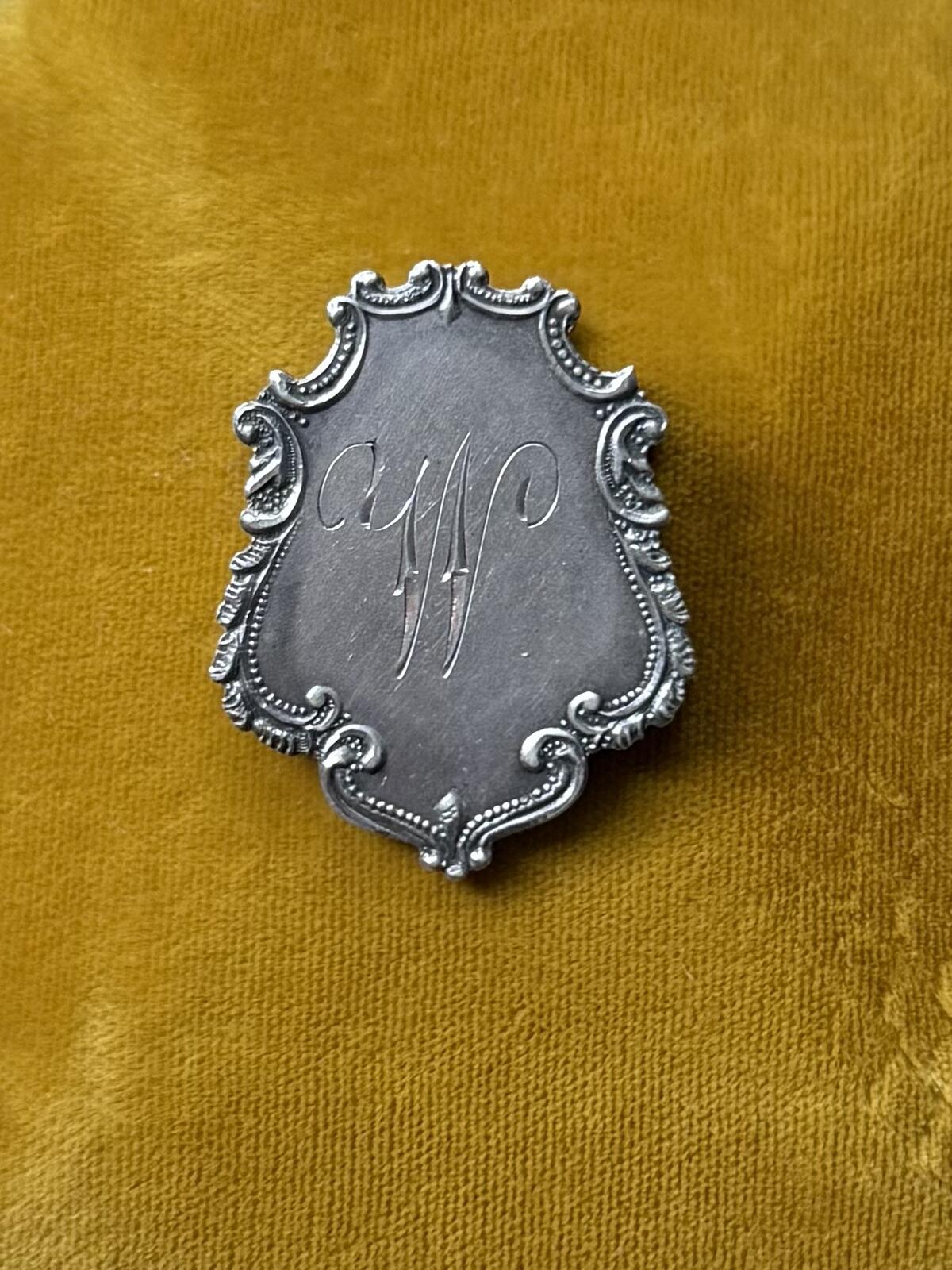 Antique Victorian P.&P. Palmer and Peckham Sterling Silver Ornate Monogrammed "W" Clip