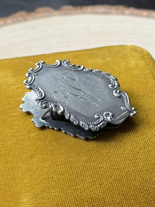 Antique Victorian P.&P. Palmer and Peckham Sterling Silver Ornate Monogrammed "W" Clip