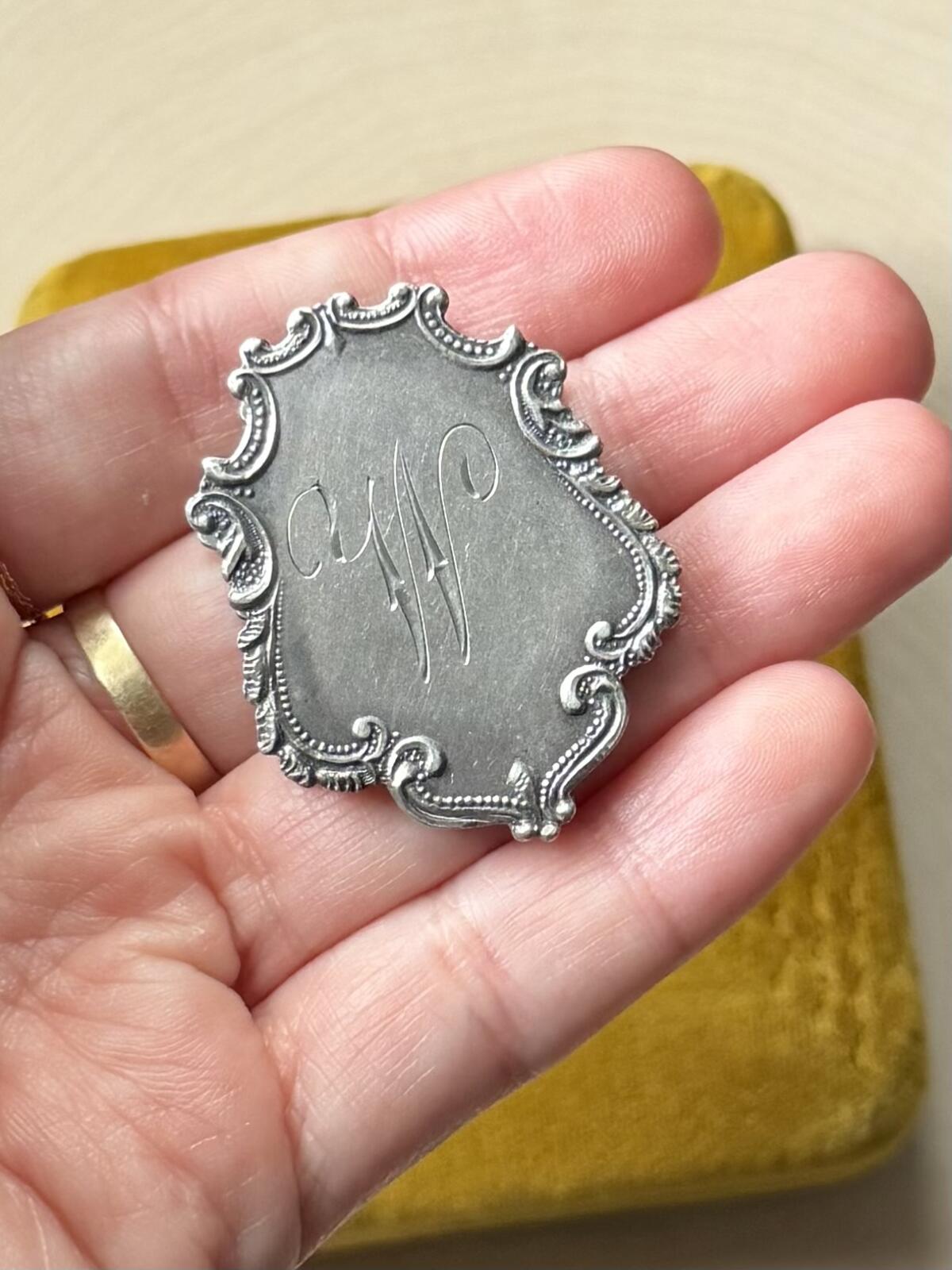 Antique Victorian P.&P. Palmer and Peckham Sterling Silver Ornate Monogrammed "W" Clip