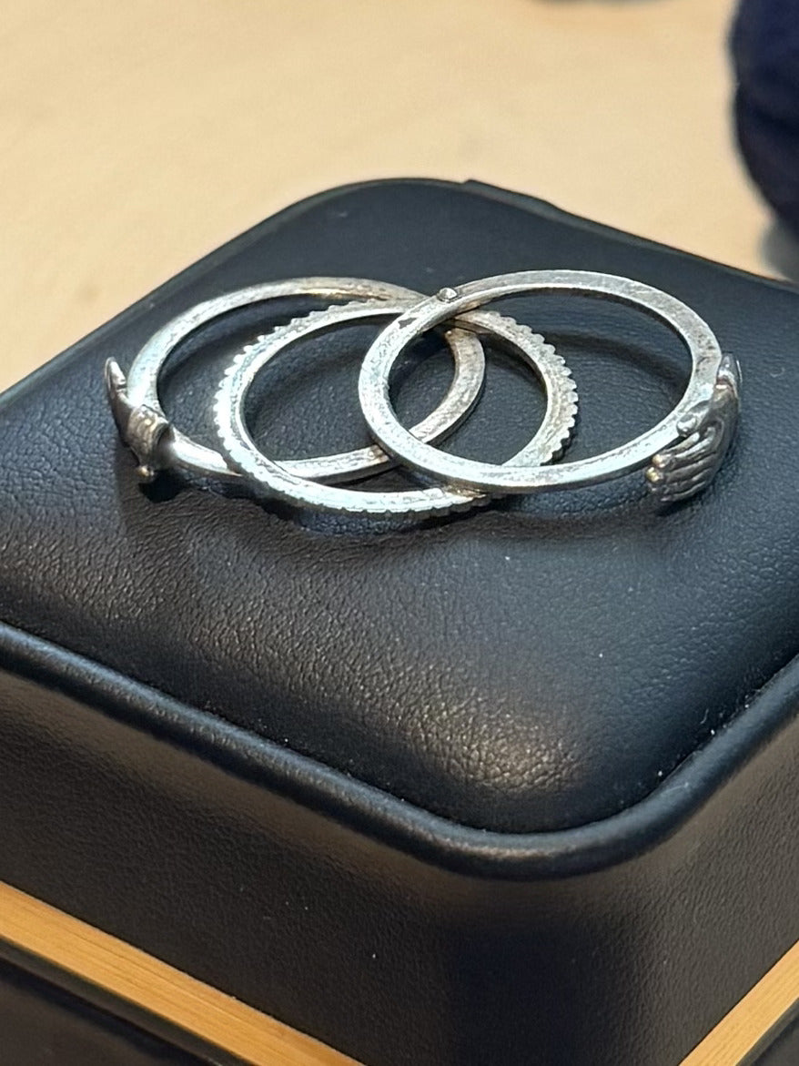 Antique Sterling Silver Fede Hands Gimmel Interlocking Hands Heart Ring US 7