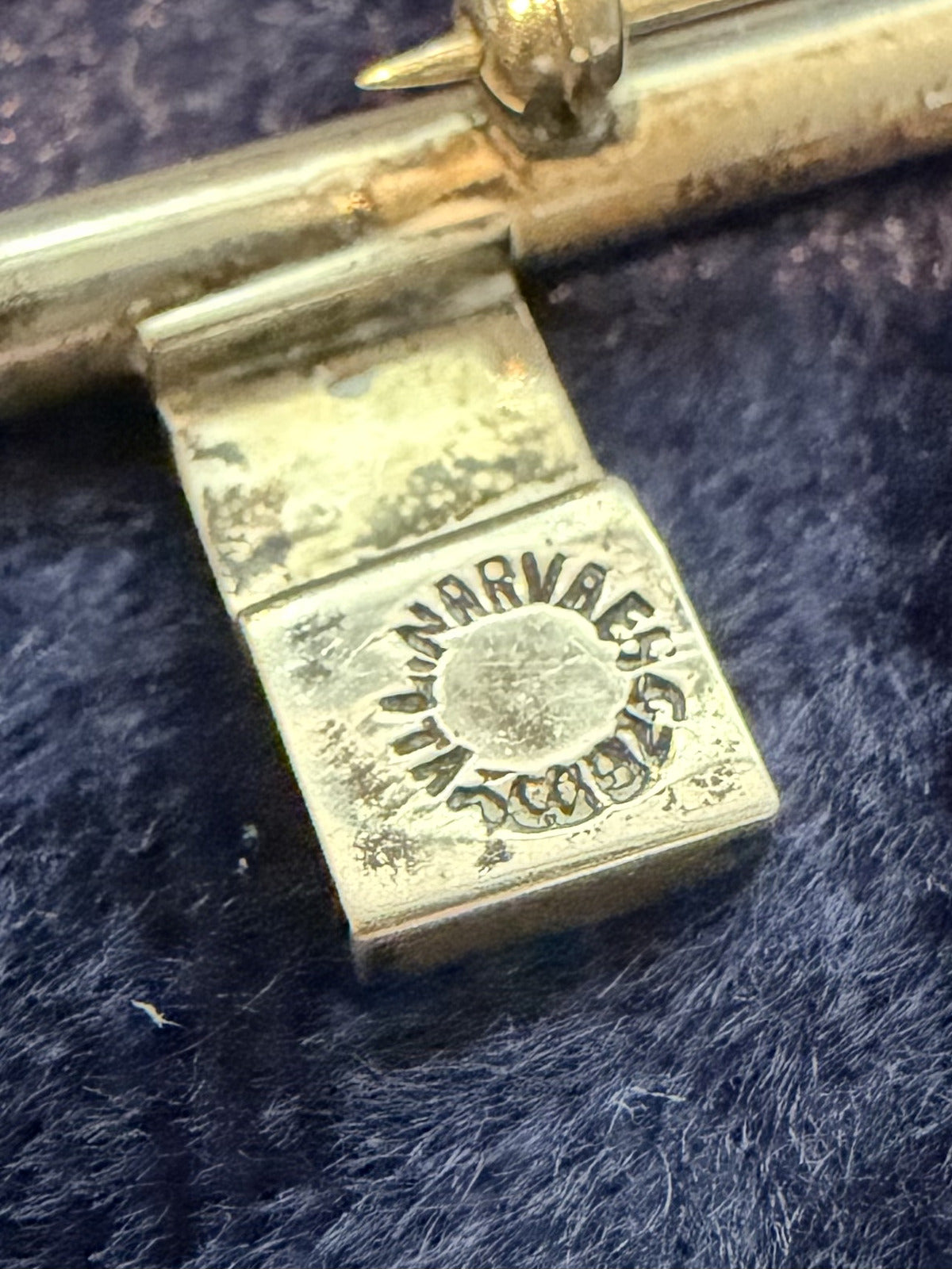 1940s Signed L. Narvaez Taxco Mexico Sterling Silver Skeleton Key Brooch