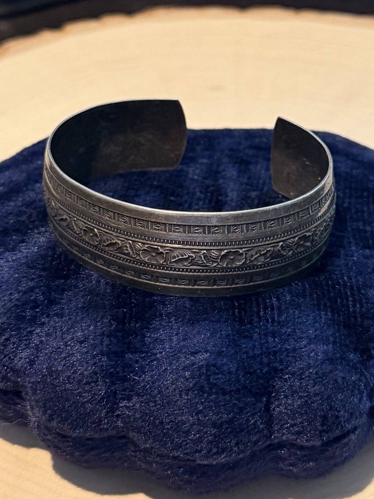 1950s Signed Danecraft Sterling Silver Floral Cuff Bracelet 17.54g