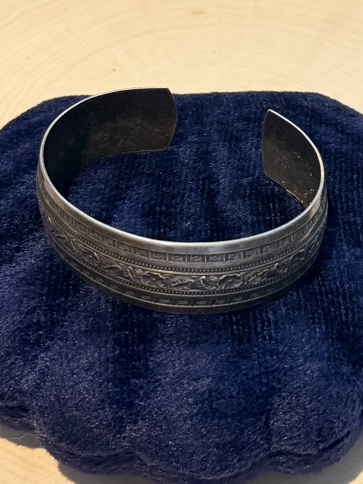 1950s Signed Danecraft Sterling Silver Floral Cuff Bracelet 17.54g