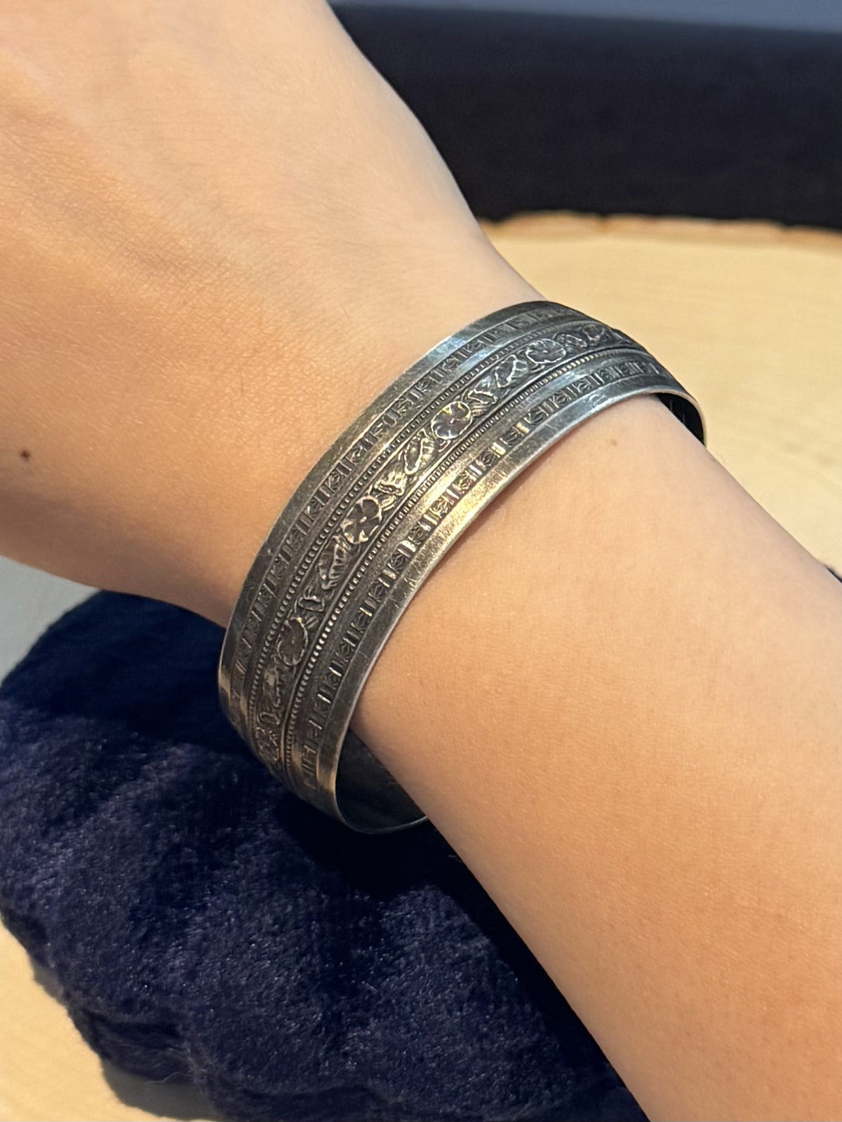 1950s Signed Danecraft Sterling Silver Floral Cuff Bracelet 17.54g