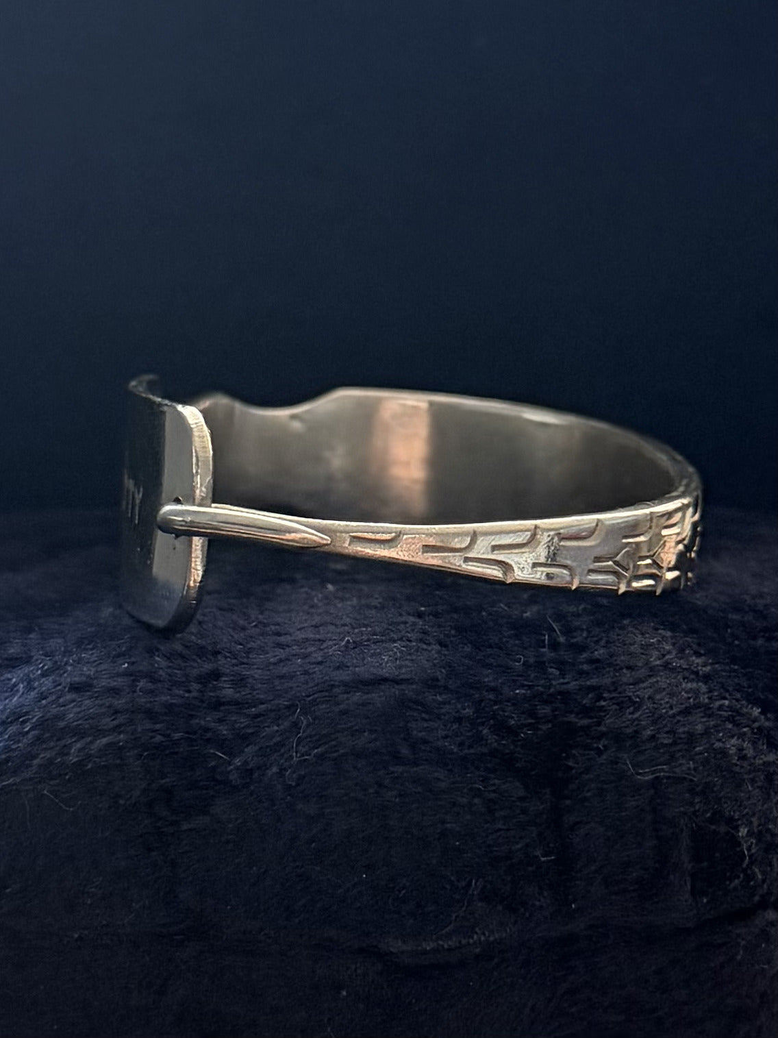 1940s WWII Trench Art Silver Tone Steel Snake Engraved BETTY Sweetheart Bracelet