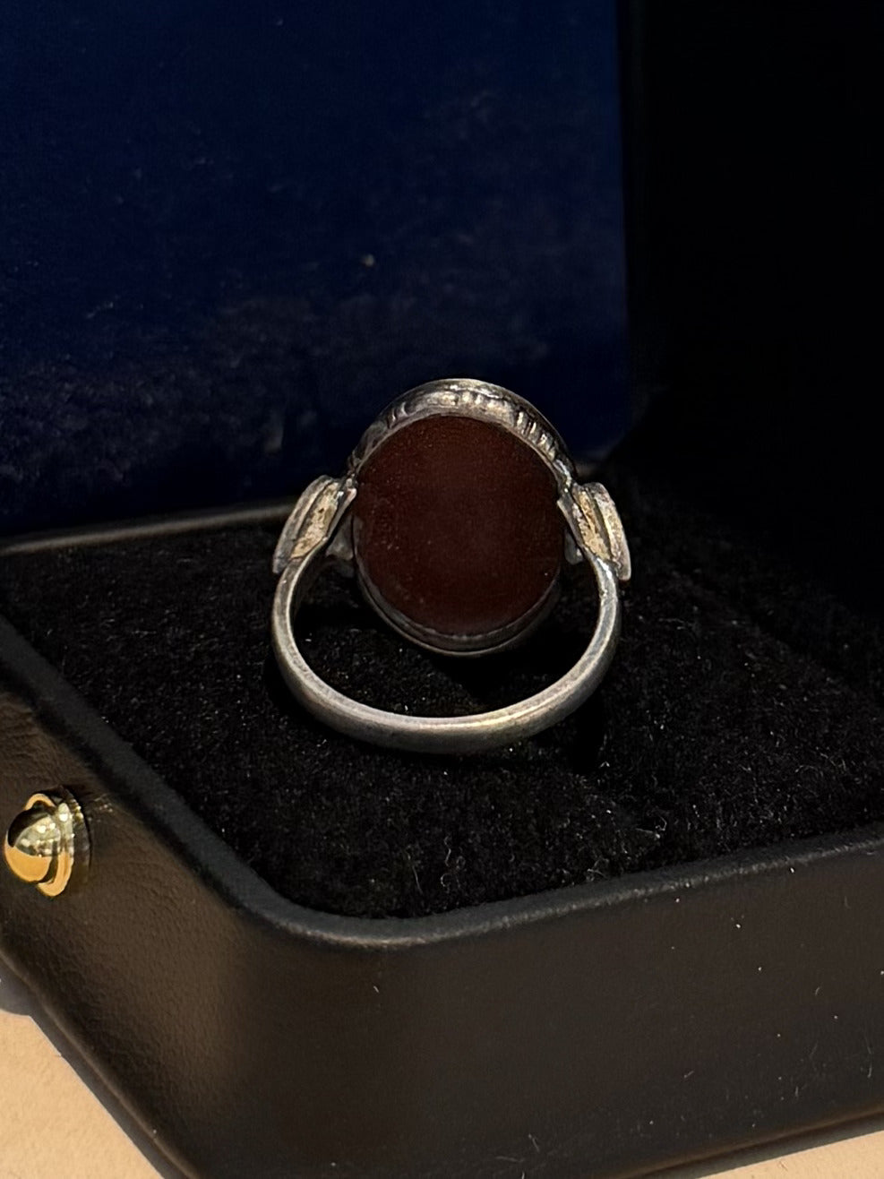 1930s 1940s Art Deco Signed C&C Clark Coombs Sterling Silver Goldstone Ring US 6